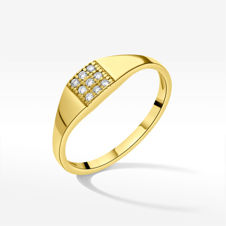 Pierścionek ze złota z białymi cyrkoniami