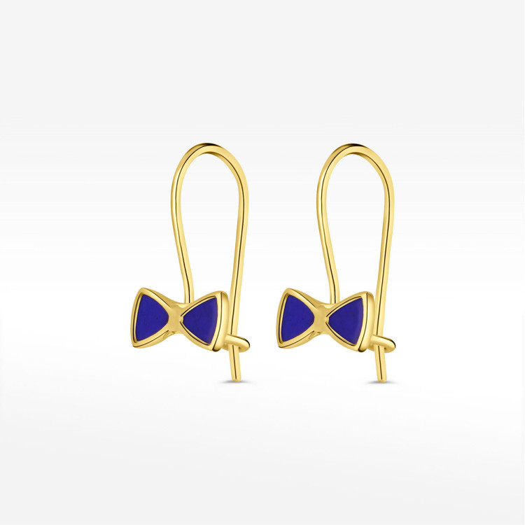 Kolczyki ze złota niebieskie kokardki