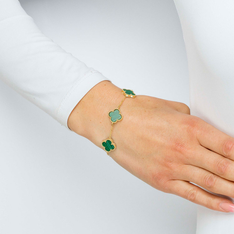 Bransoletka ze złota z malachitem