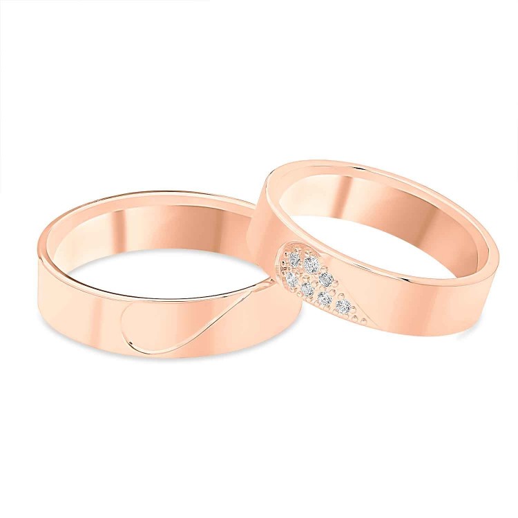 Obrączki ślubne z różowego złota 5mm płaskie