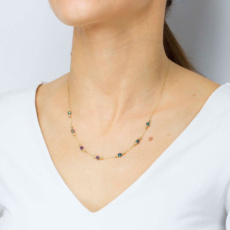 Naszyjnik ze złota 42-45cm z koralikami