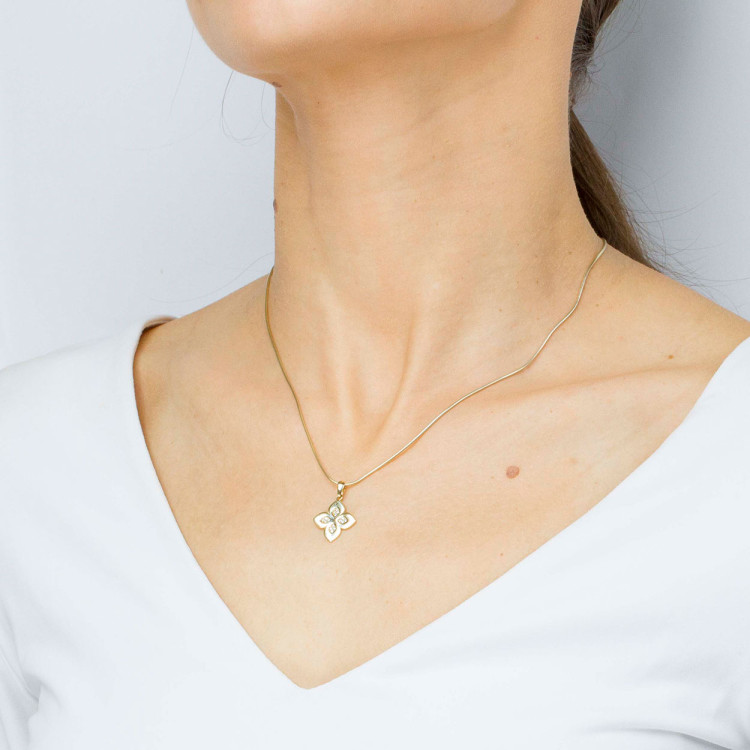 Zawieszka ze złota z białymi cyrkoniami