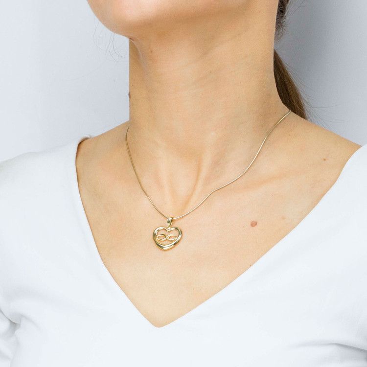 Zawieszka ze złota serce z nieskończonością