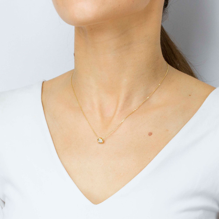 Naszyjnik ze złota 42-45cm z białą cyrkonią