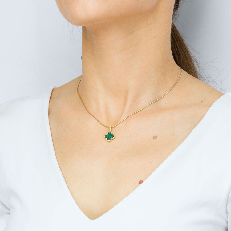 Zawieszka ze złota z malachitem 12.5mm