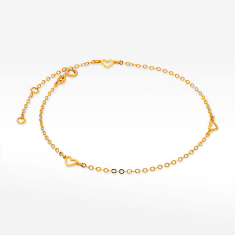 Bransoletka ze złota na nogę z sercem