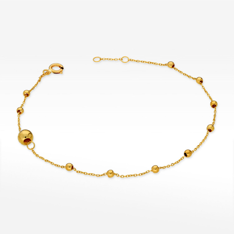 Bransoletka ze złota 19cm ze złotymi koralikami