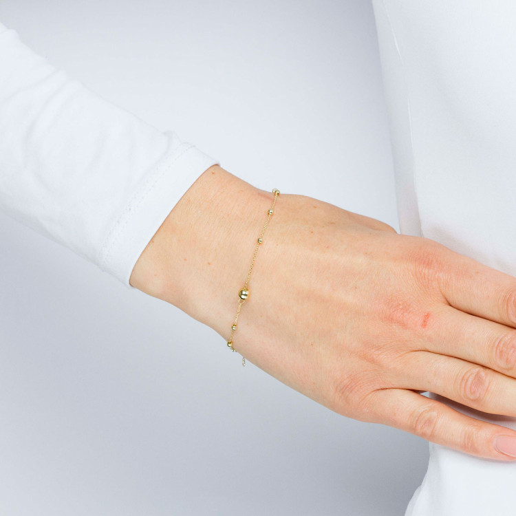 Bransoletka ze złota 19cm ze złotymi koralikami