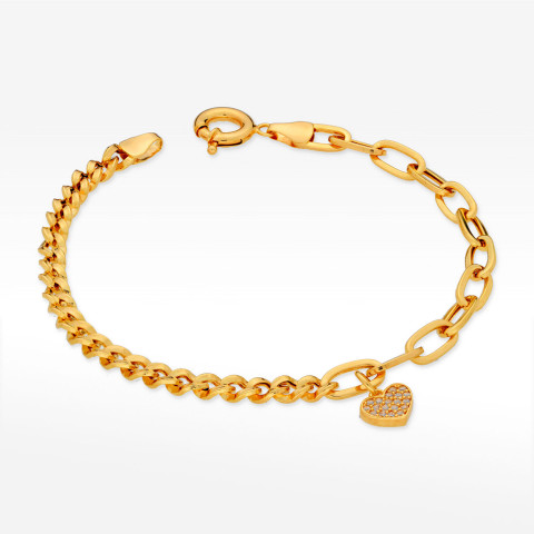 Bransoletka ze złota serce z białymi cyrkoniami