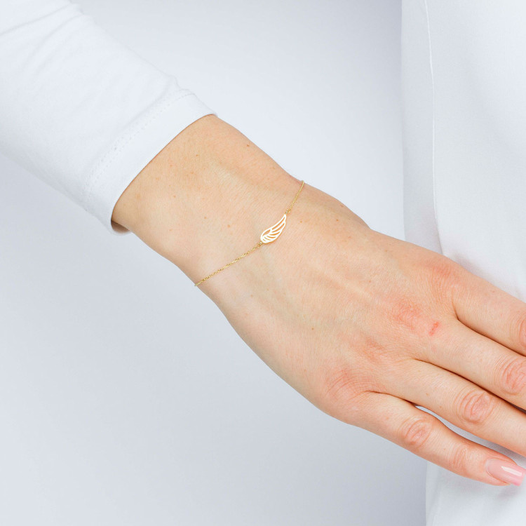 Bransoletka ze zlota ze skrzydłem