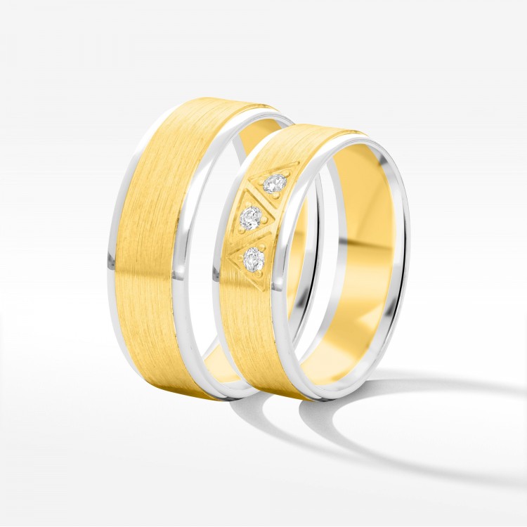 Obrączki ślubne z dwukolorowego złota 6mm płaskie