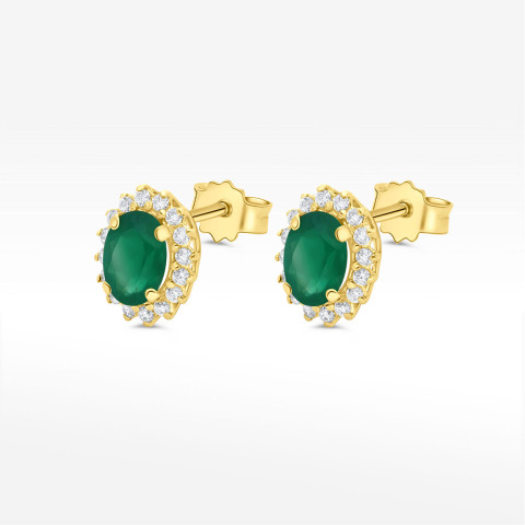 Kolczyki ze złota z zieloną i białymi cyrkoniami