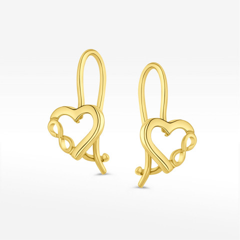 Kolczyki ze złota serce z nieskończonością