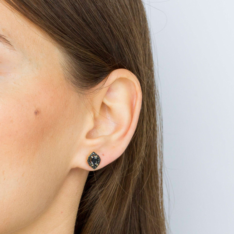 Kolczyki ze złota z czarnymi cyrkoniami