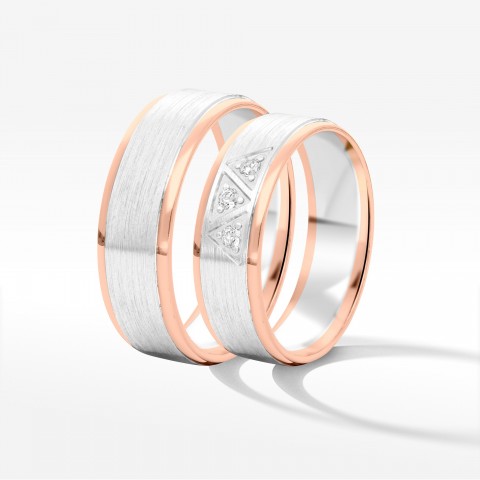 Obrączki ślubne z dwukolorowego złota 6mm płaskie