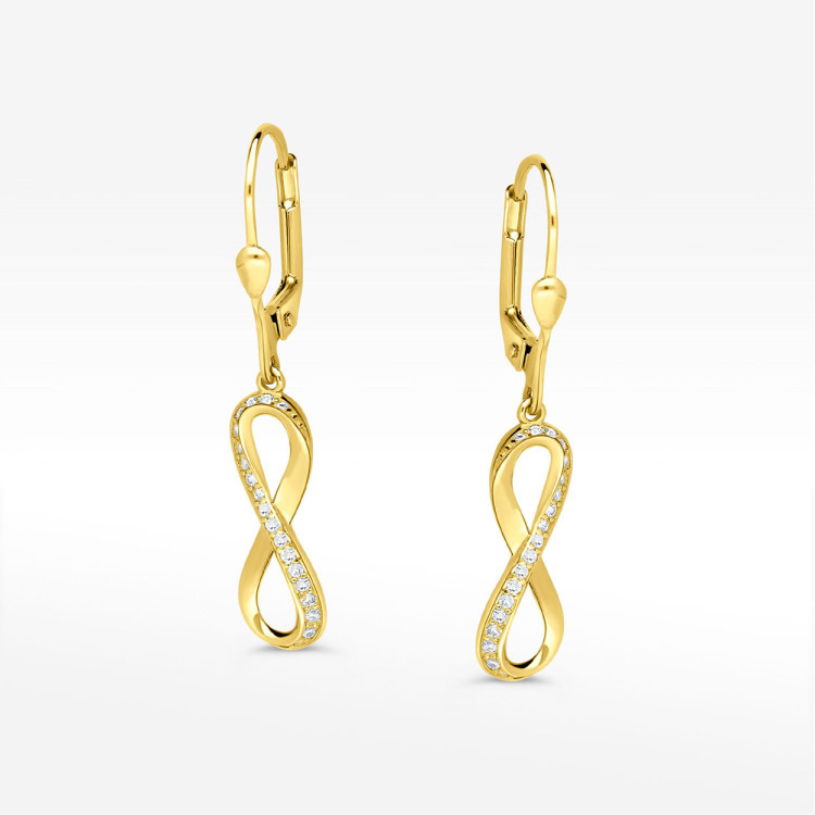 Kolczyki ze złota wiszące z nieskończonością