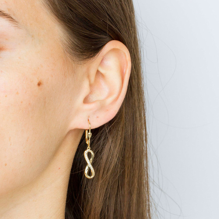 Kolczyki ze złota wiszące z nieskończonością