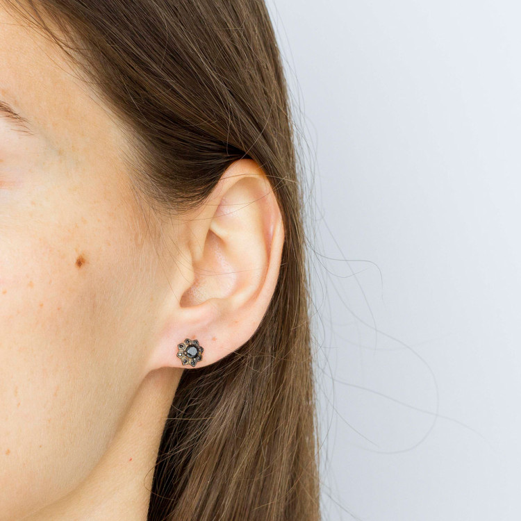 Kolczyki ze złota z czarnymi cyrkoniami