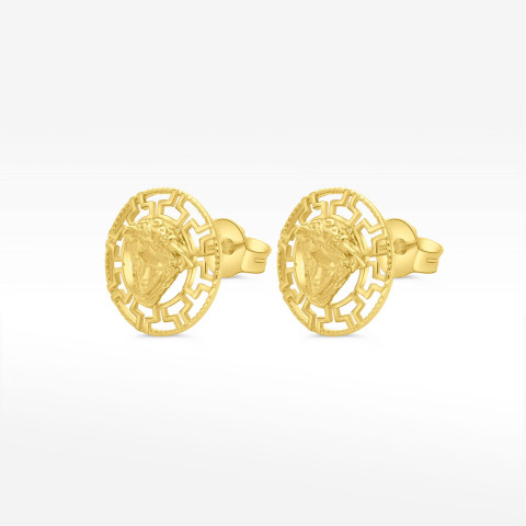 Kolczyki ze złota medusy z wzorem greckim