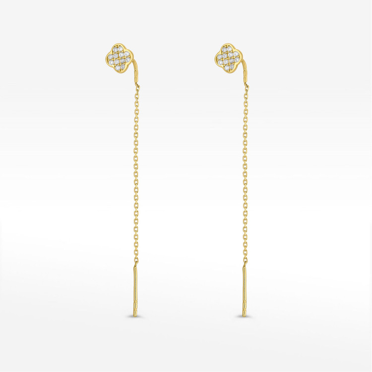 Kolczyki ze złota przeciągane z białymi cyrkoniami