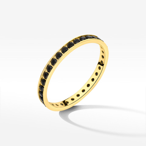 Pierścionek ze złota z czarnymi cyrkoniami