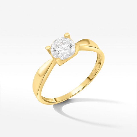 Pierścionek ze złota z białą cyrkonią