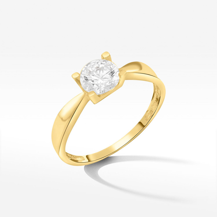 Pierścionek ze złota z białą cyrkonią