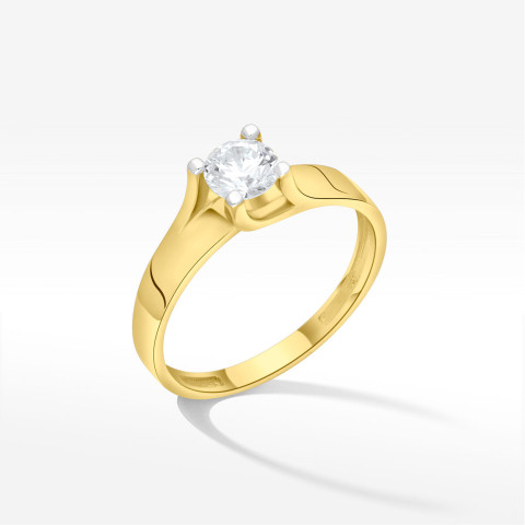 Pierścionek ze złota z białą cyrkonią