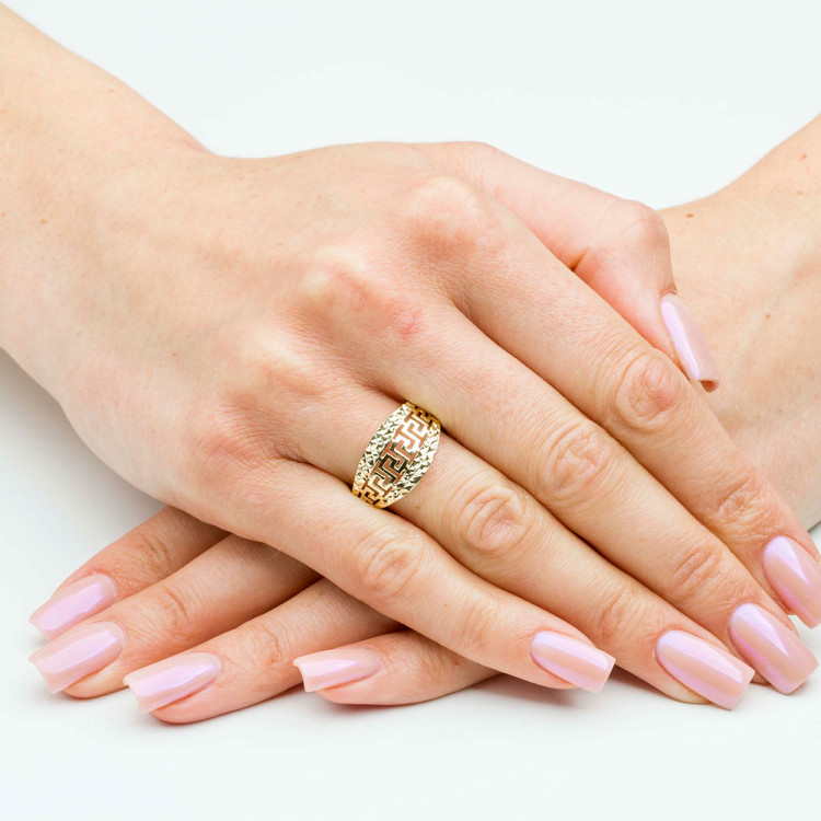 Pierścionek ze złota z wzorem greckim