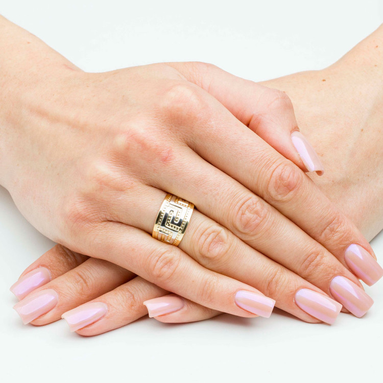 Pierścionek ze złota z wzorem greckim