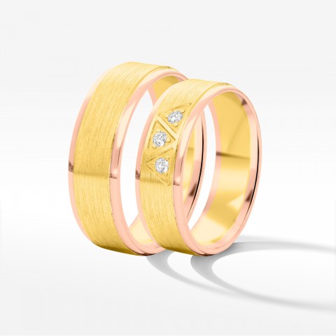 Obrączki ślubne z dwukolorowego złota 6mm płaskie