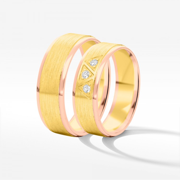 Obrączki ślubne z dwukolorowego złota 6mm płaskie