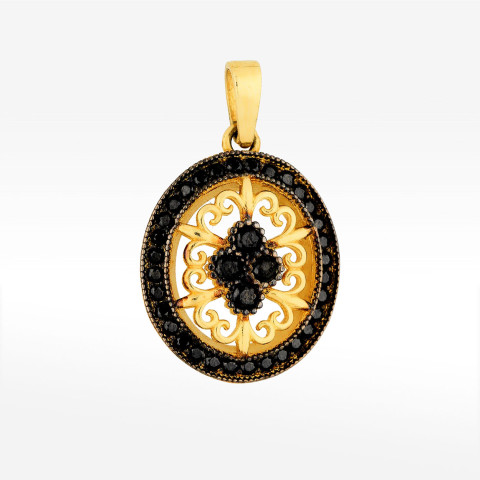 Zawieszka ze złota z czarnymi cyrkoniami