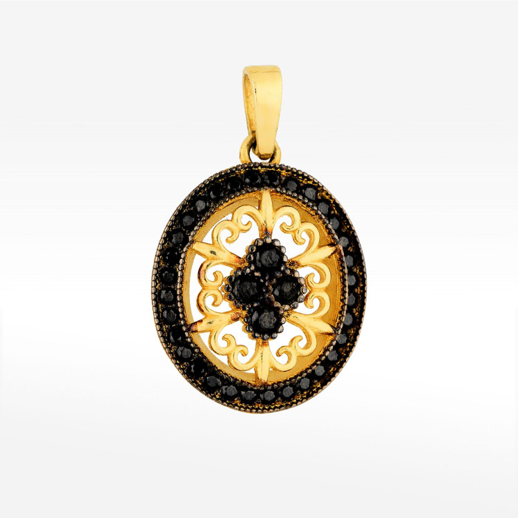 Zawieszka ze złota z czarnymi cyrkoniami