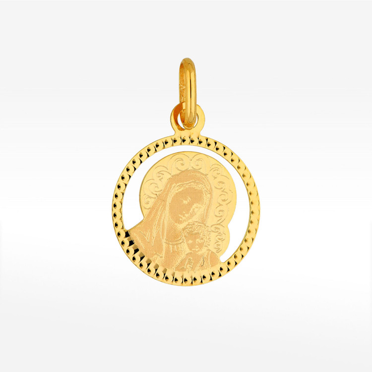Zawieszka ze złota medalik z matką boską