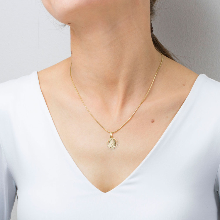 Zawieszka ze złota medalik z matką boską