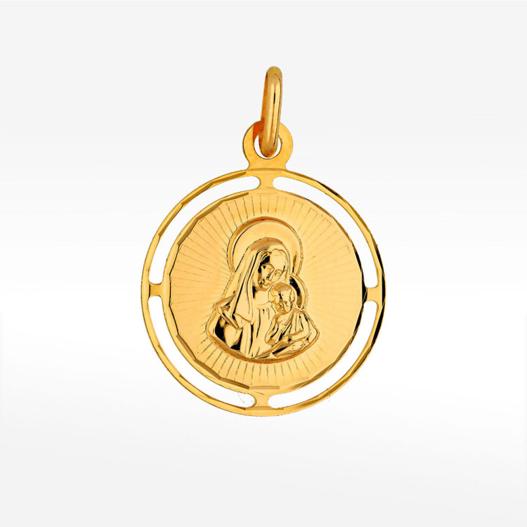 Zawieszka ze złota medalik z matką boską