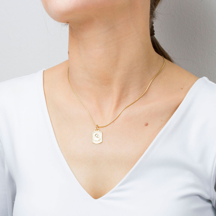 Zawieszka ze złota medalik z matką boską