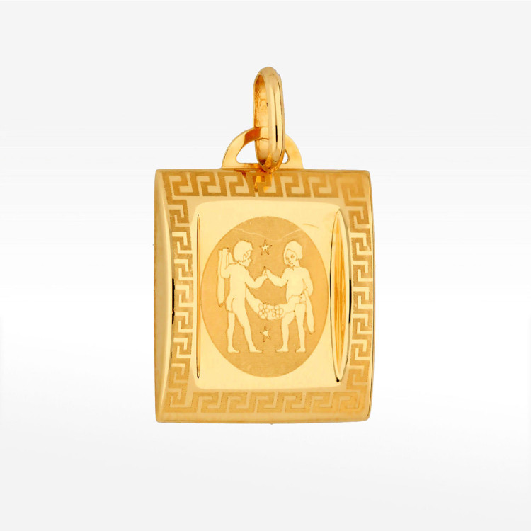 Zawieszka ze złota bliźnięta z wzorem greckim