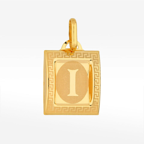 Zawieszka ze złota litera I z wzorem greckim