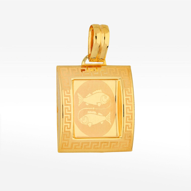 Zawieszka ze złota ryby z wzorem greckim