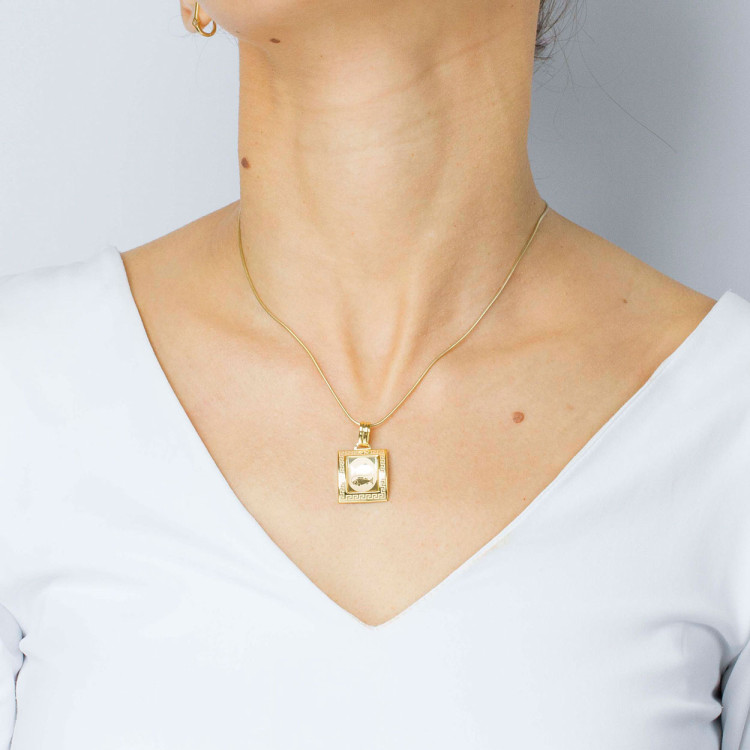 Zawieszka ze złota ryby z wzorem greckim