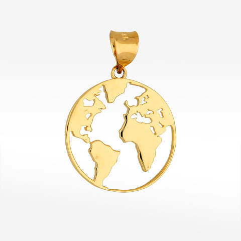 Zawieszka ze złota mapa świata