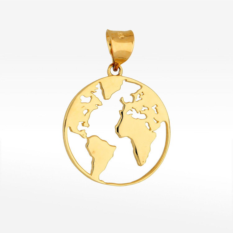 Zawieszka ze złota mapa świata