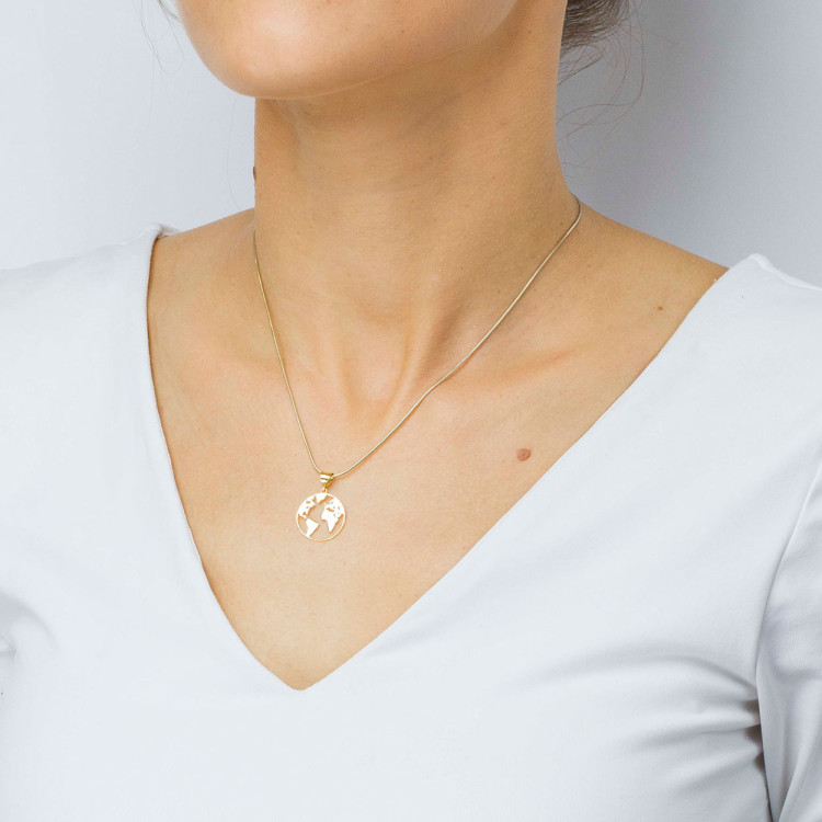 Zawieszka ze złota mapa świata