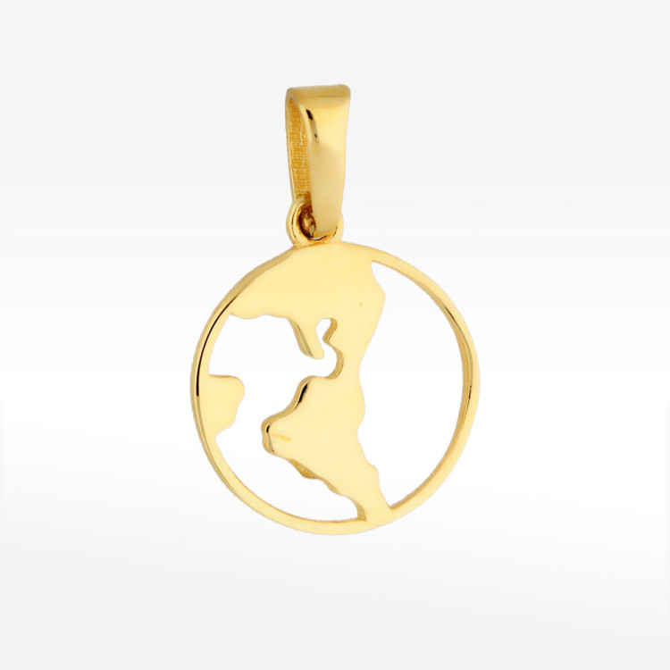 Zawieszka ze złota mapa świata