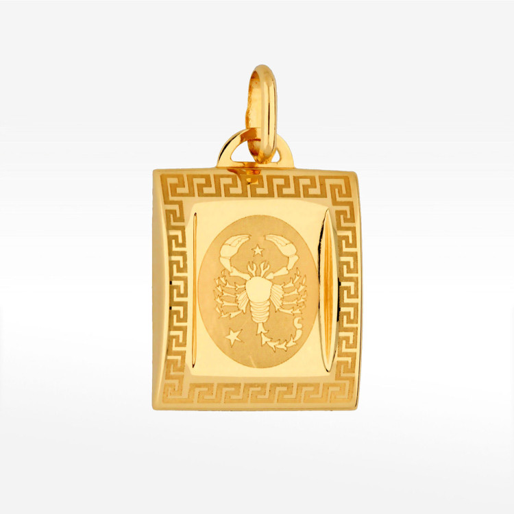 Zawieszka ze złota skorpion z wzorem greckim
