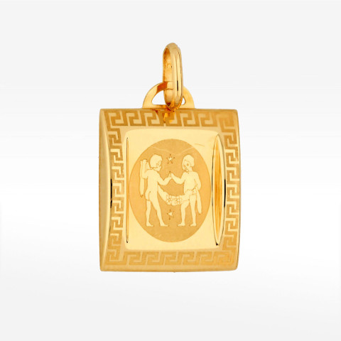 Zawieszka ze złota ze złota bliźnięta z wzorem greckim