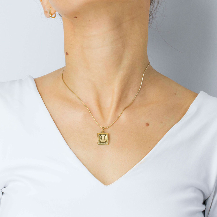 Zawieszka ze złota ze złota bliźnięta z wzorem greckim