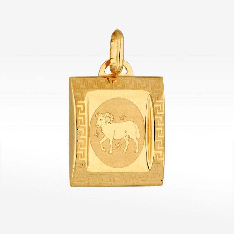 Zawieszka ze złota baran z wzorem greckim